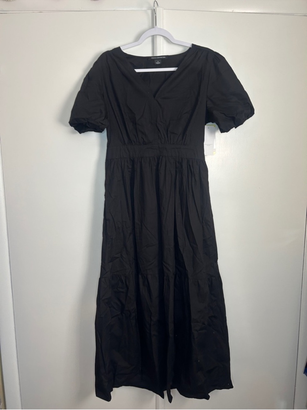 NWT French Connection Black Puff Sleeve Midi Dress - Picture 7 of 10